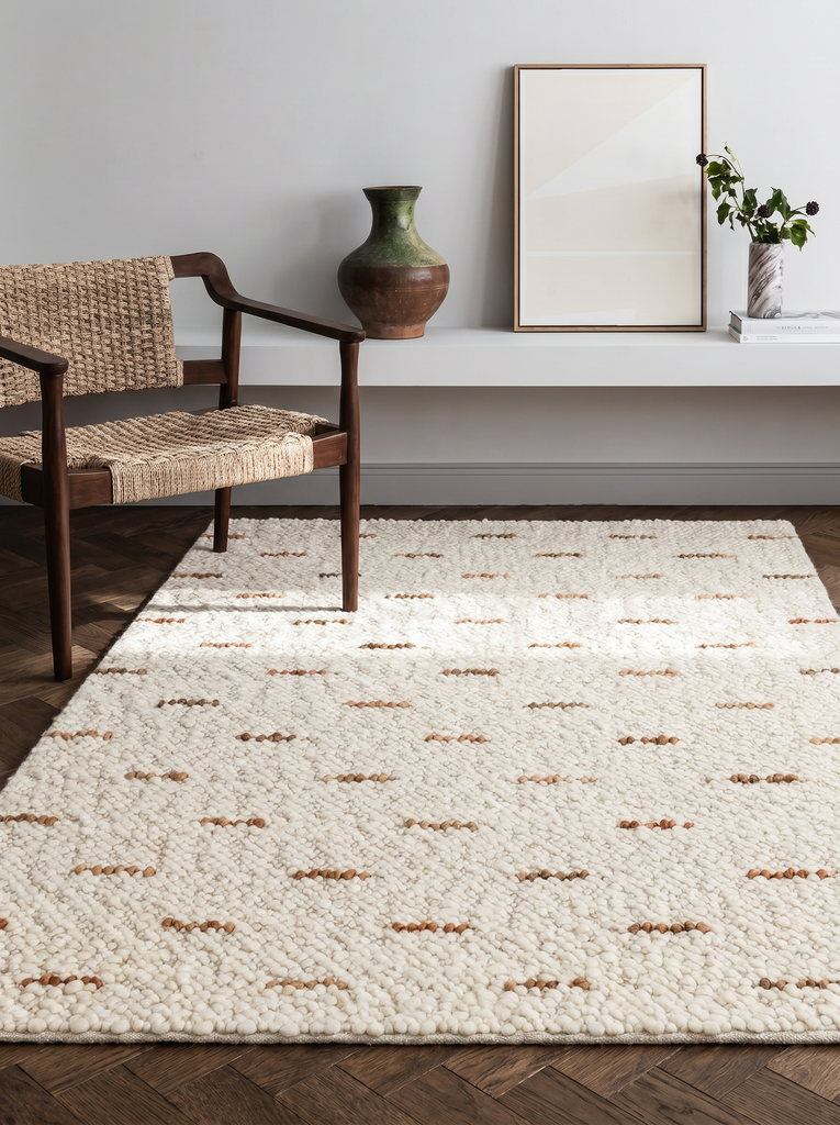 Tappeto intrecciato a mano Woolstar al 100% Lana Naturale con Motivo Kazak per Salotto, Soggiorno, Corridoio, Ingresso JD 06 NAT