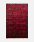Kabil Afghan Pattern Handcrafted on Special Looms TENCEL™ Uşak Carpet 960 RED