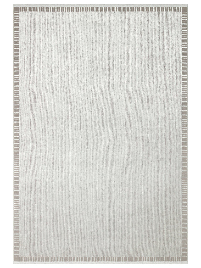 سلسلة لوسيا سجادة عصرية لامعة لغرفة المعيشة وغرفة الجلوس وغرفة النوم والمدخل بحافة رمادية