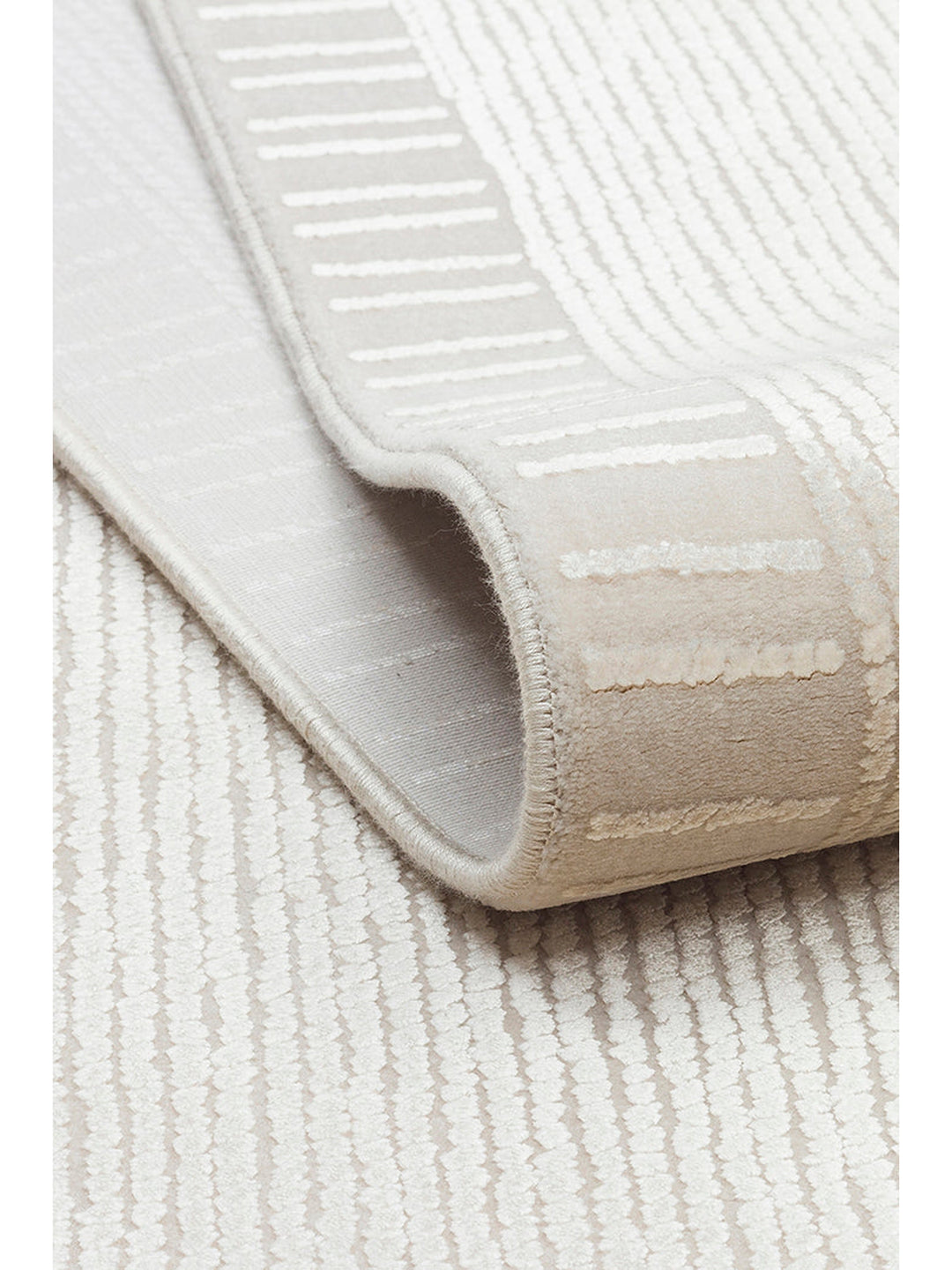 Lucia Serisi Modern Parlak Salon Oturma Odası Yatak Odası Antre Halı BORDER IVORY - Carpetdocia