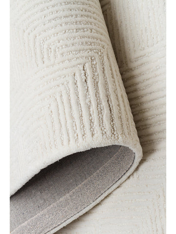 Tapis tissé à la main en mélange de laine et coton série Milano IVORY
