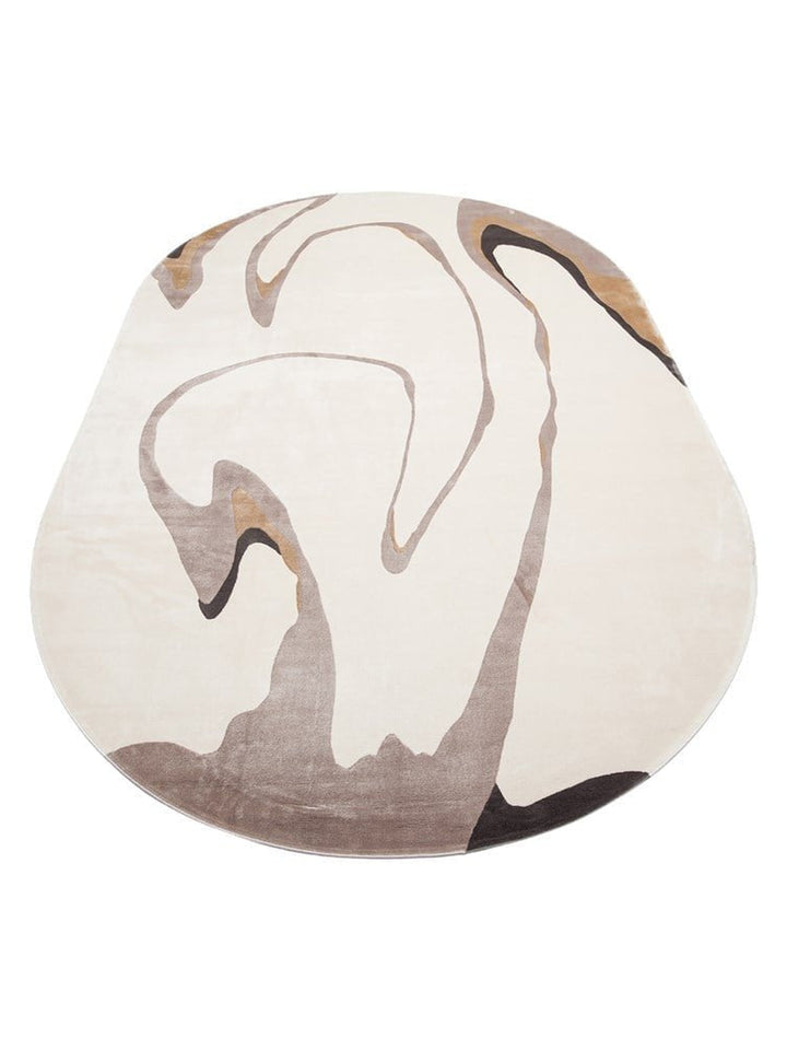 Monza Art Geometric Pattern High Quality Dense Weave Shiny Modern Living Room Rug 06 CREAM GREY