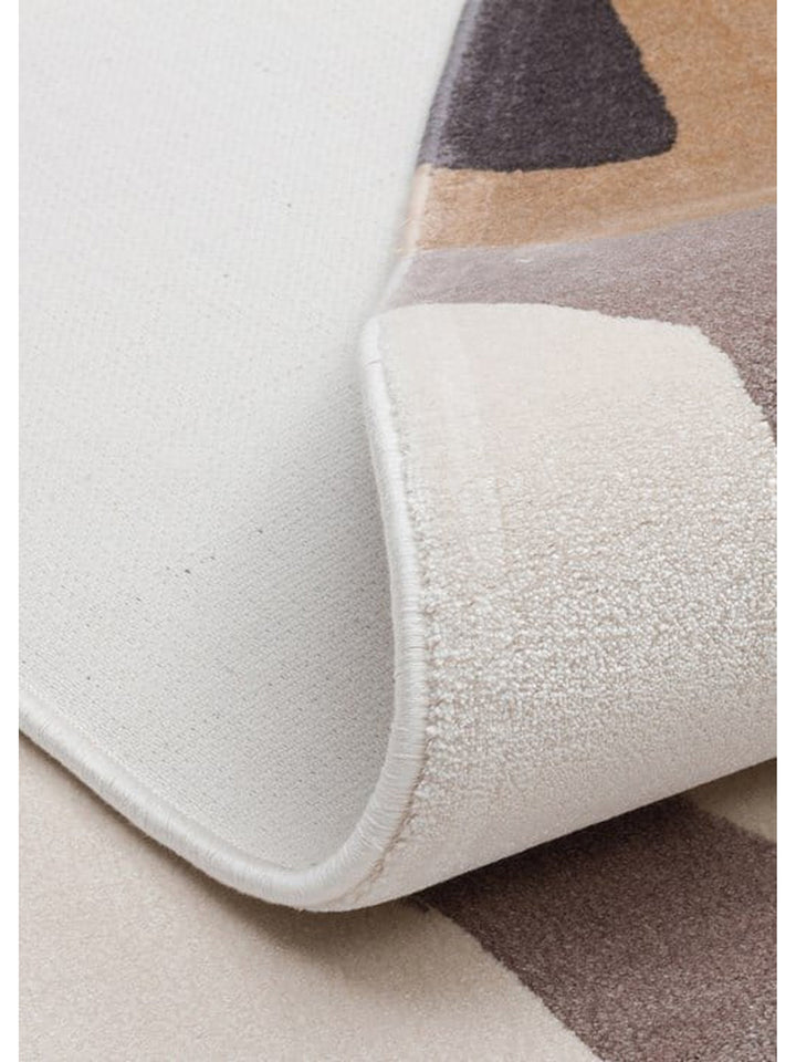 Monza Art Geometric Pattern High Quality Dense Weave Shiny Modern Living Room Rug 06 CREAM GREY