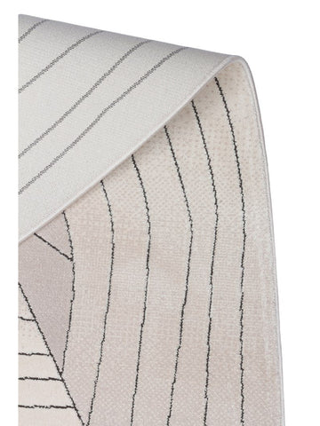 Monza Art Geometrisch Gemusterter Hochwertiger Dicht Gewebter Glänzender Moderner Wohnzimmer Teppich 07 CREAM GREY