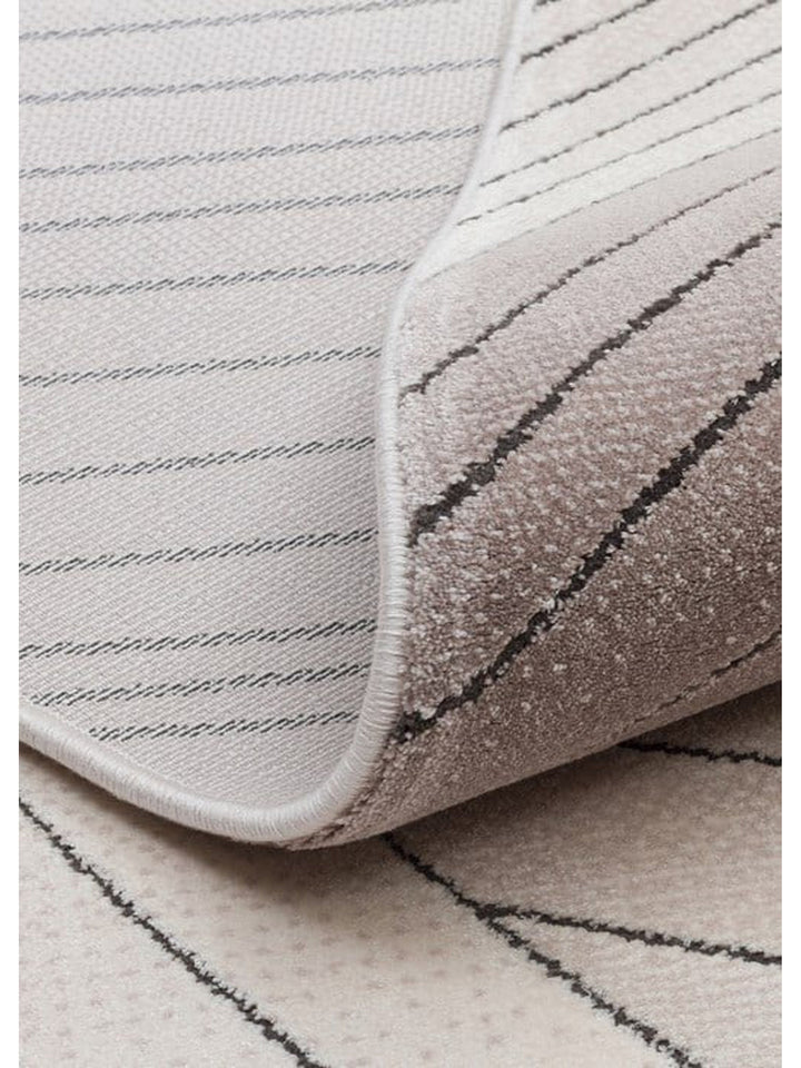 Monza Art Geometric Pattern High Quality Dense Weave Shiny Modern Living Room Rug 07 CREAM GREY