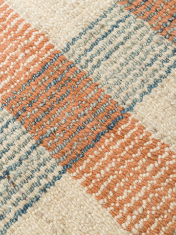 Oasis %100 Yün El Emeği ile Üretilen Kilim CORAL CHECK doku detayı