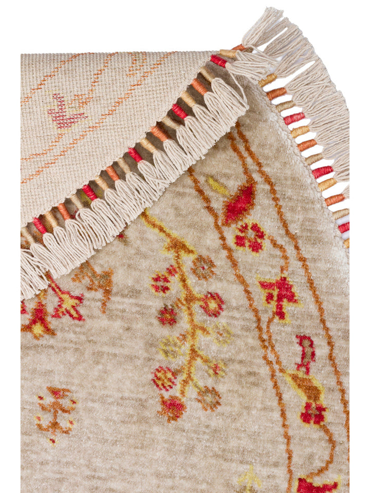 Oushak Carnaval %100 Naturel Kolay Temizlenir El Emeğiyle Üretilen TENCEL™ Modern Uşak Halısı 08 BEIGE AUTUMN Q - Carpetdocia