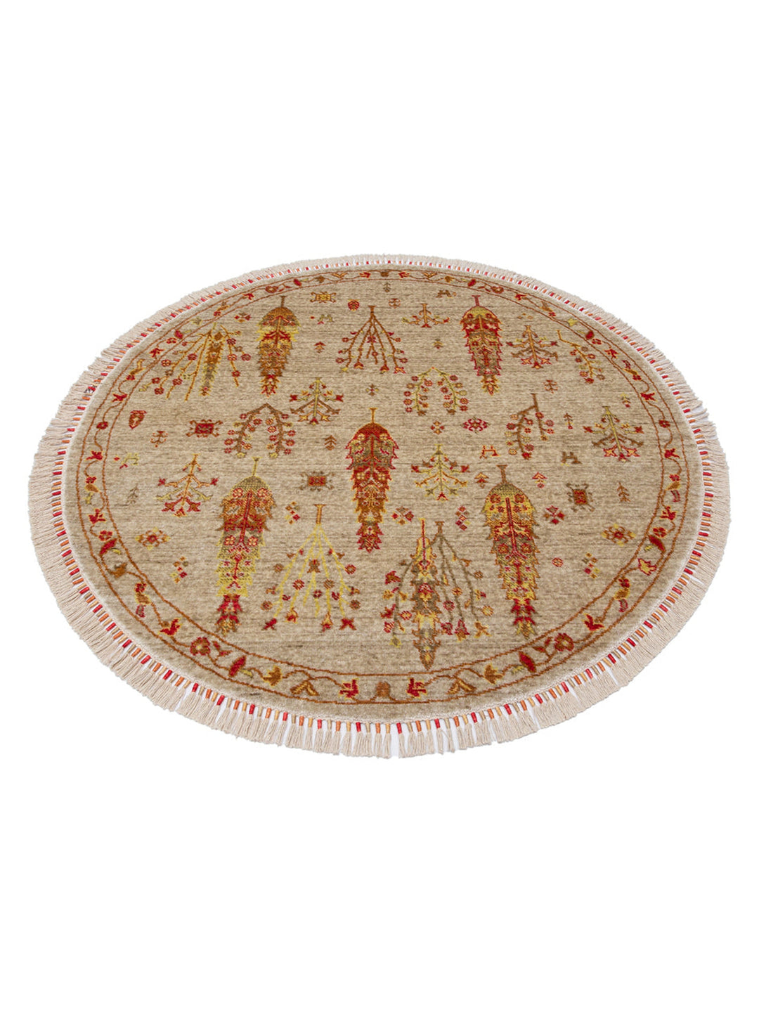 Oushak Carnaval %100 Naturel Kolay Temizlenir El Emeğiyle Üretilen TENCEL™ Modern Uşak Halısı 08 BEIGE AUTUMN Q - Carpetdocia