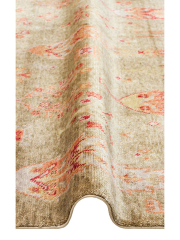 Oushak Carnaval 100% Natural Easy to Clean Handcrafted TENCEL™ Modern Uşak Carpet 08 GREEN AUTUMN