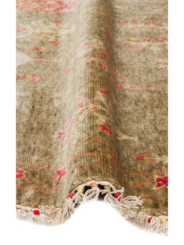 Oushak Carnaval 100% Natural Easy to Clean Handcrafted TENCEL™ Modern Uşak Carpet 08 GREEN AUTUMN Q