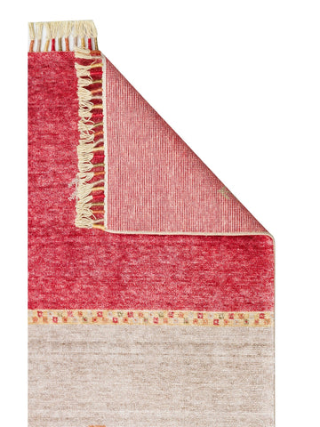 Oushak Carnaval %100 natürlich, leicht zu reinigen, handgefertigter TENCEL™ moderner Uşak-Teppich 11 RED AUTUMN