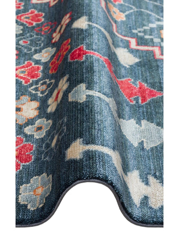 Oushak Carnaval 100 % natürlich Leicht zu reinigen Handgefertigt TENCEL™ Moderner Uşak-Teppich 17 NAVY MULTY