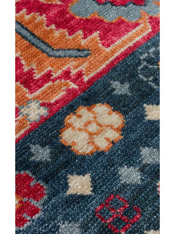 Oushak Carnaval 100 % natürlich Leicht zu reinigen Handgefertigt TENCEL™ Moderner Uşak-Teppich 17 NAVY MULTY