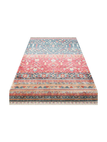 Oushak Carnaval 100 % natürlich Leicht zu reinigen Handgefertigt TENCEL™ Moderner Uşak-Teppich 17 NAVY MULTY