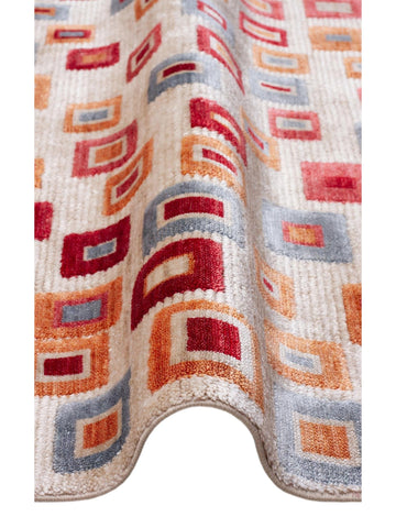 Oushak Carnaval 100 % natürlich Leicht zu reinigen Handgefertigt TENCEL™ Moderner Uşak-Teppich 21 BEIGE MULTY