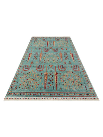 Oushak Carnaval 100% natürliche, leicht zu reinigende, handgefertigte TENCEL™ moderner Uşak-Teppich 22 TURQUOISE