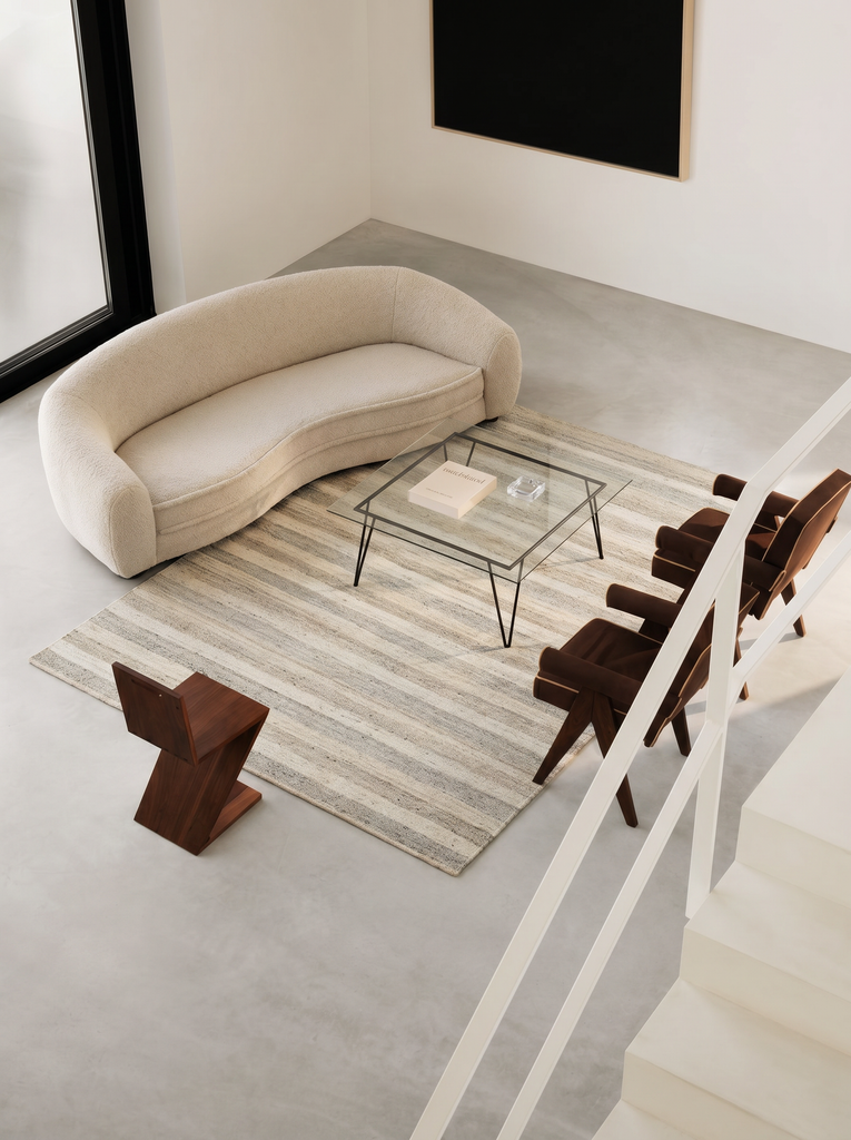 Paglia Serie 100% Naturwolle aus Neuseeland Sumak-Knoten Handgewebter Teppich für Wohnzimmer, Sitzbereich STONE