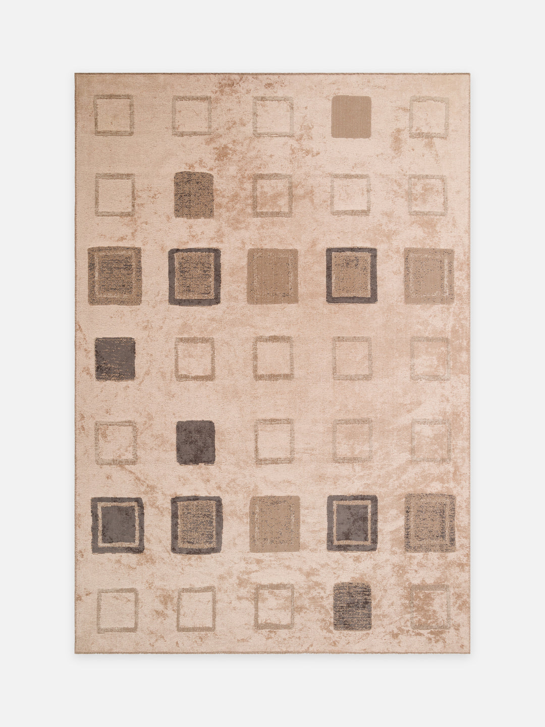Ruggadocia Quadra Mocha Kare Desenli Halı kuşbakışı