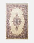 Tapis de salon spécial scintillant à tissage serré de haute qualité à motif classique série Topkapı 02 CRÈME