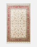 Tapis de salon spécial scintillant à tissage serré de haute qualité à motif classique série Topkapı 03 CRÈME ROUGE