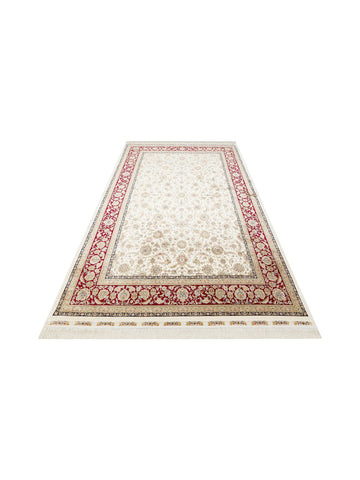 Topkapı Serisi Yüksek Kalite Sık Dokuma Klasik Desenli Özel Işıltılı Salon Halısı 03 CREAM RED - Carpetdocia