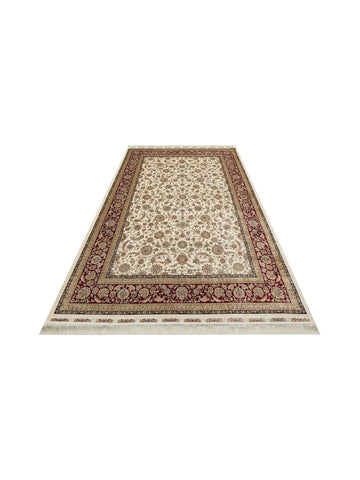 Topkapı Serisi Yüksek Kalite Sık Dokuma Klasik Desenli Özel Işıltılı Salon Halısı 03 CREAM RED - Carpetdocia