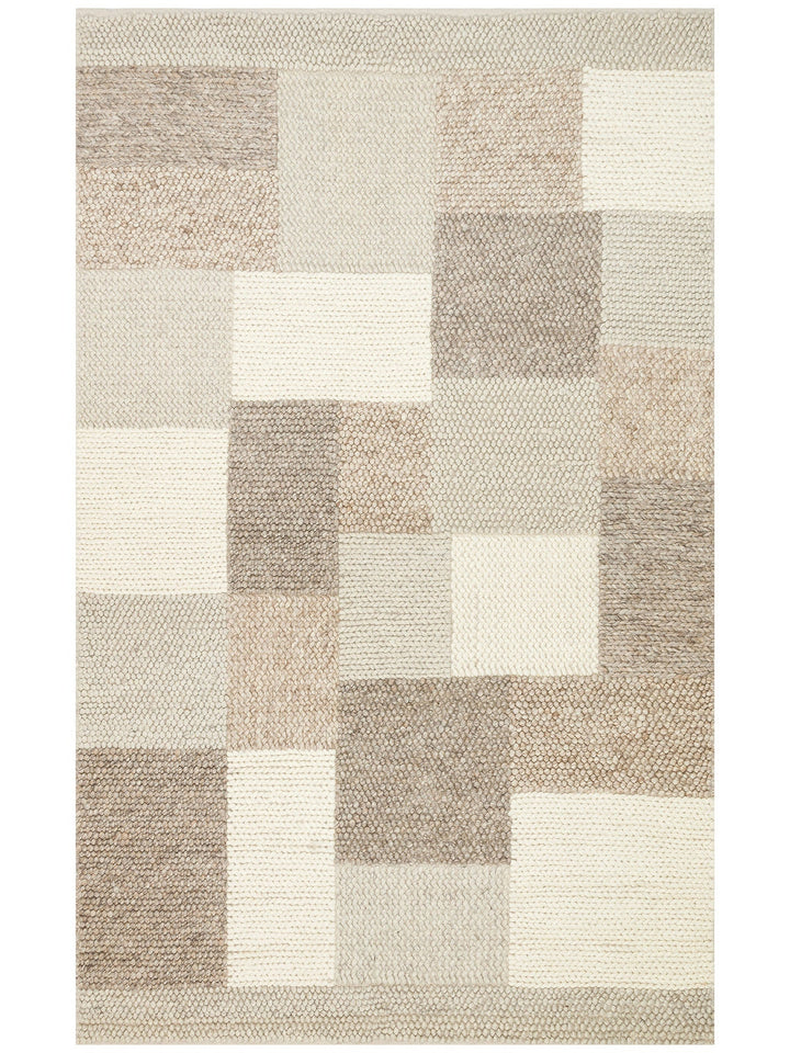 Woolstar %100 Naturel Kazak Desenli Salon Oturma Odası Koridor Antre El Dokuma Örgü Halı CORBIN NAT - Carpetdocia