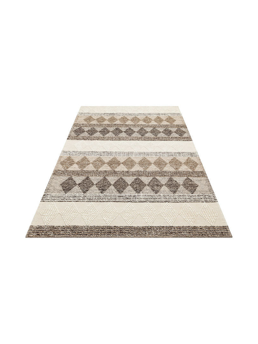 Woolstar %100 Naturel Kazak Desenli Salon Oturma Odası Koridor Antre El Dokuma Örgü Halı JD 01 GREY - Carpetdocia